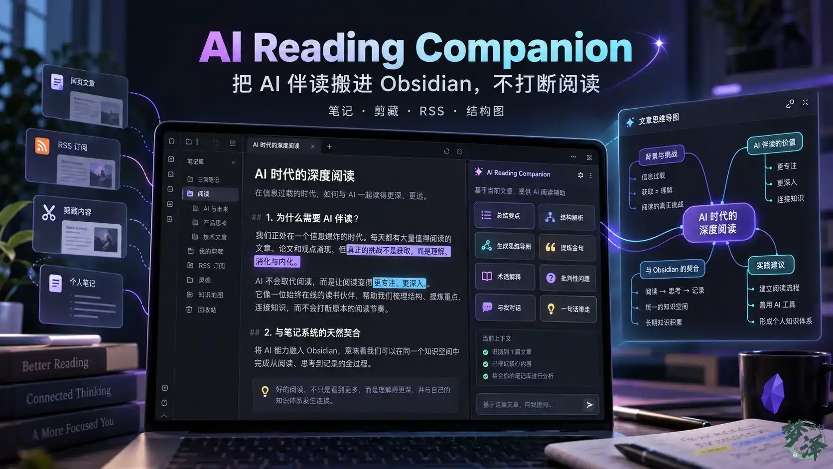 我做了一个 Obsidian 插件：AI Reading Companion